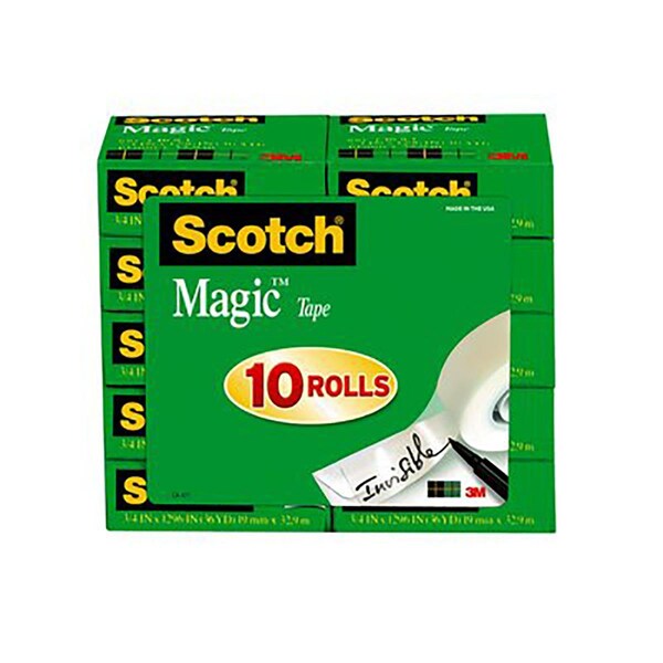 3M Scotch(R) Magic(Tm) Tape 810K10, 3/4 In X 1000 In , 10PK 7010384288